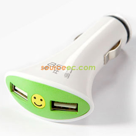 Customization Smiley Double-port Car Charger Promotional Products
