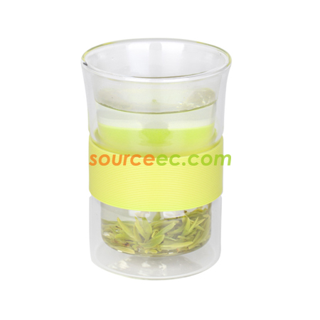 Customization 260ML Silicone Double Wall Glass Cup Promotional Products