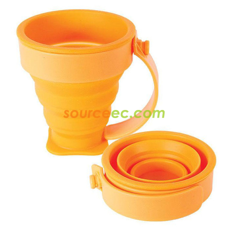 Customization 180ML Eco-friendly Folding Silicone Cup With Handle Promotional Products