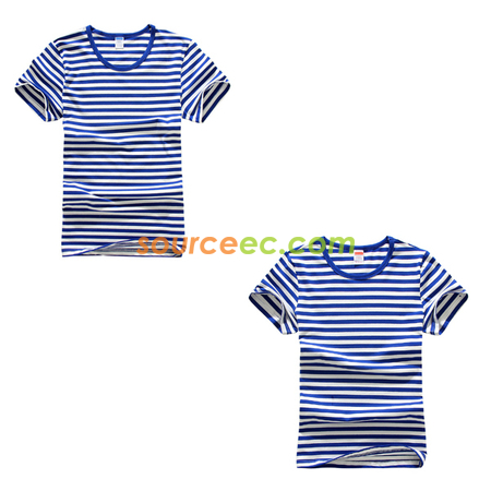 Customization Round Neck Striped Short Sleeve Shirt  Promotional Products