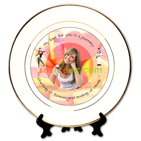 Customization Gold Trim Ceramic Display Plate Promotional Products