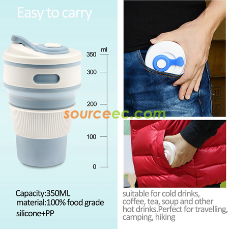 Customization 350ML Silicone Collapsible Coffee Cup Promotional Products