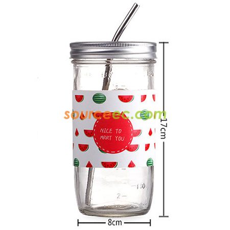 Customization 650ML Glass Mug with Straw and Sleeve Promotional Products
