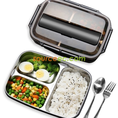 Customization 3-Compartment Stainless Steel Lunch Box (with Cutlery) Promotional Products