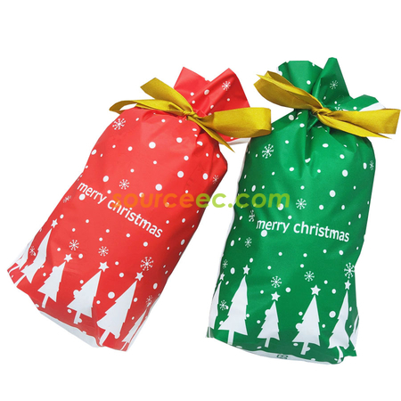 Customization Christmas Drawstring Gift Bags Promotional Products