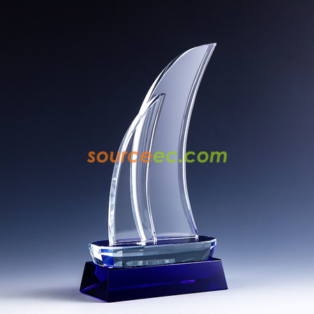 Customization Sailboat Crystal Trophy  Promotional Products
