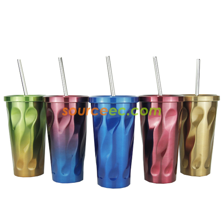 Customization 500ML Stainless Steel Coffee Thermos with Straw Promotional Products