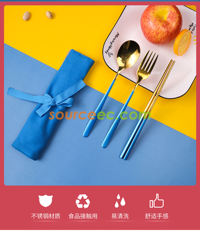 Customization Stainless Steel Tableware with Bag Promotional Products