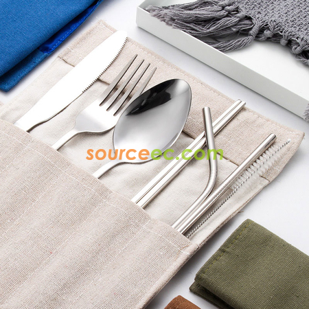 Customization Stainless Steel Tableware with Bag Promotional Products
