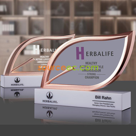 Customization Metal Crystal Leaf Trophy Promotional Products