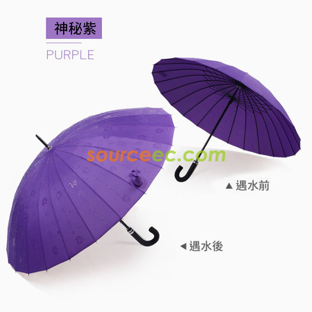 Customization Water Activated Color Changing Flower Print Straight Umbrella Promotional Products