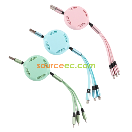 Customization Silicone Three In One Telescopic Charging Line Promotional Products