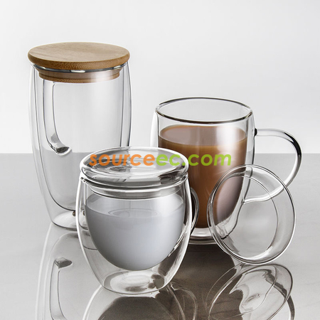 Customization Double-layer Glass Mug with Bamboo Lid Promotional Products