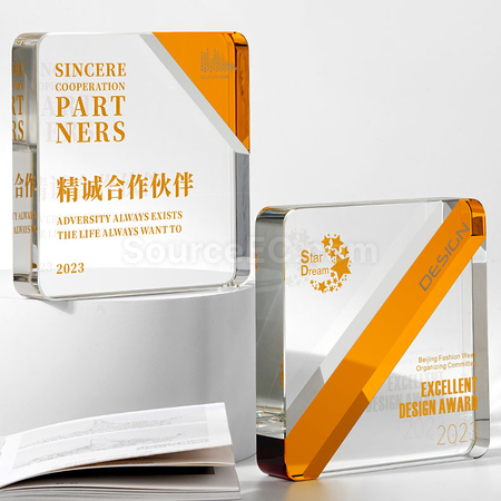 Customization Two Colour Crystal Trophy Promotional Products