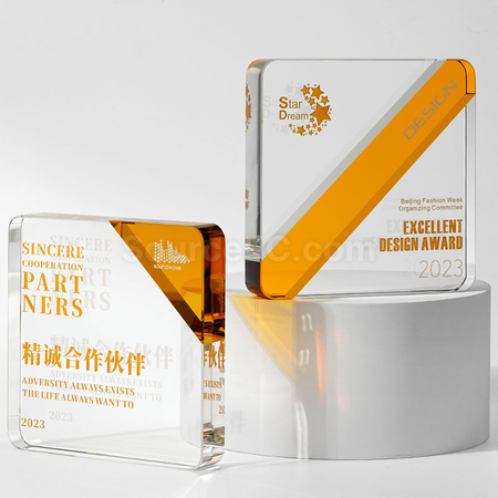Customization Two Colour Crystal Trophy Promotional Products