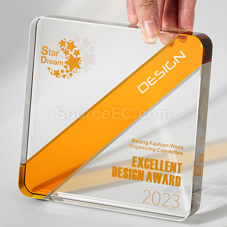 Customization Two Colour Crystal Trophy Promotional Products