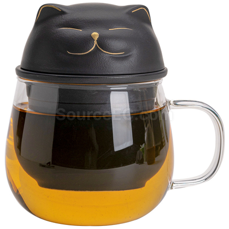 Customization Zhaocai Cat Glass Tea Cup Promotional Products