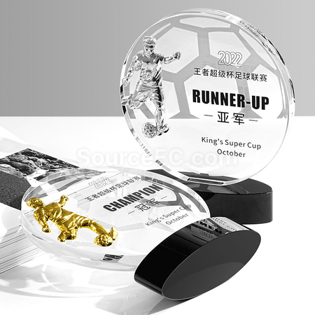 Customization FootBall Crystal Trophy Promotional Products