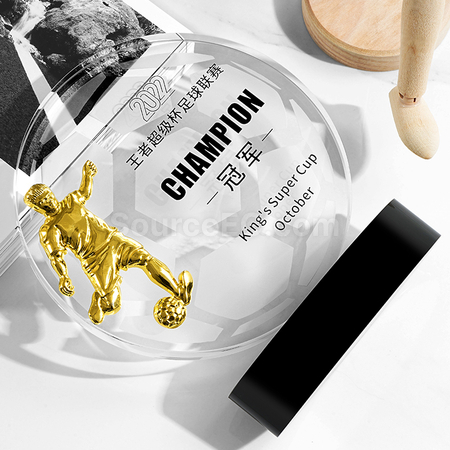 Customization FootBall Crystal Trophy Promotional Products
