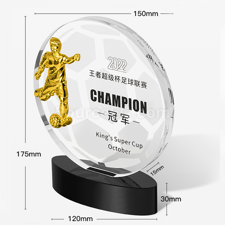 Customization FootBall Crystal Trophy Promotional Products
