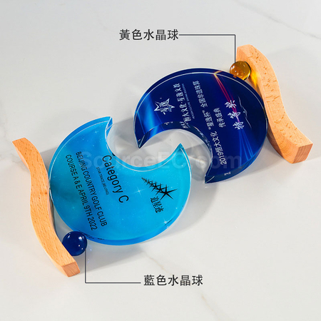 Customization Moon Wooden Crystal Medal Promotional Products