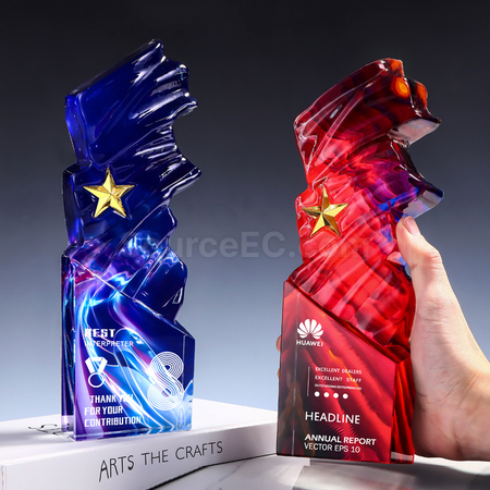 Customization Water Wave Crystal Trophy Promotional Products