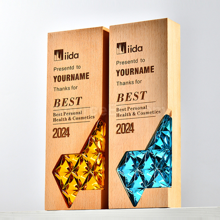 Customization Crystal & Wooden Trophy Promotional Products