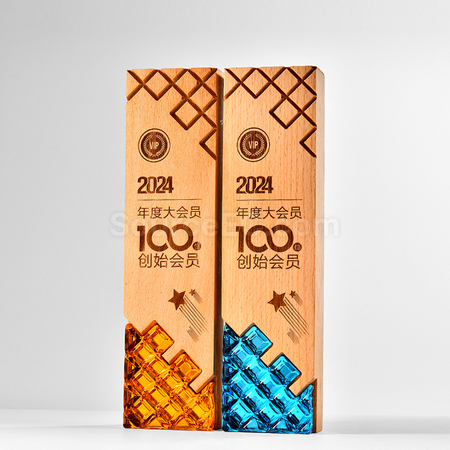 Customization Crystal & Wooden Trophy Promotional Products