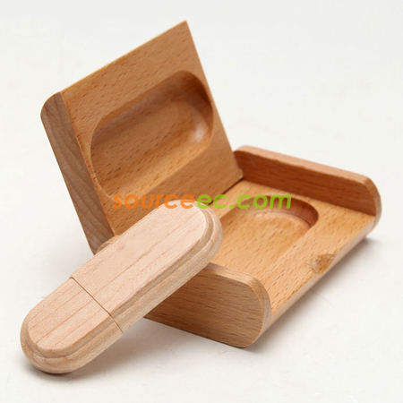 Customization Environmental Friendly USB Flash Disk Wooden  Box Promotional Products