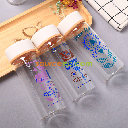 Customization 400ML Wood Grain Glass Promotional Products
