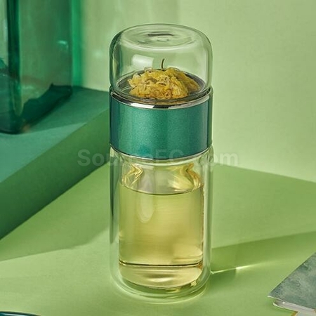 Customization 280ML Portable Glass Bottle with Infuser Promotional Products