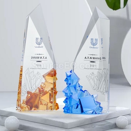 Customization Rush Hour Glass Crystal Trophy Promotional Products