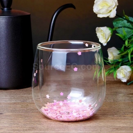 Customization Romantic Cherry Blossom Double Glass Promotional Products
