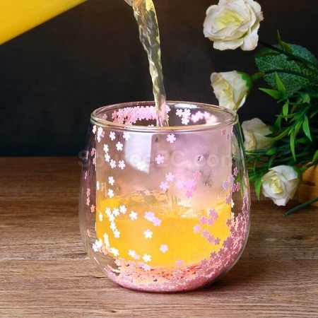 Customization Romantic Cherry Blossom Double Glass Promotional Products