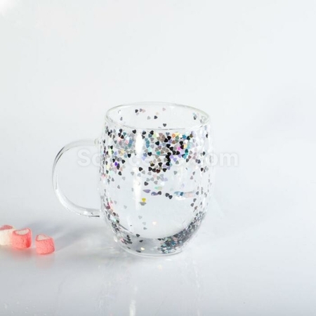Customization Sparkling Heart Double Handle Glass Promotional Products