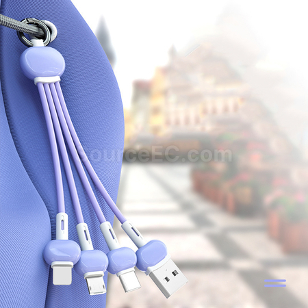 Customization Three-In-One Charging Cable With Keychain Promotional Products