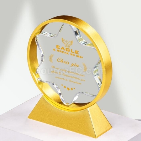 Customization Three-Dimensional Five-Star Metal crystal Trophy Promotional Products