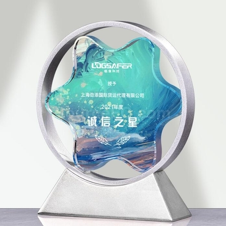 Customization Three-Dimensional Five-Star Metal crystal Trophy Promotional Products