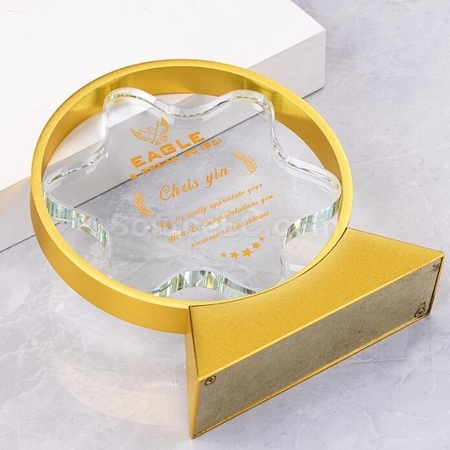 Customization Three-Dimensional Five-Star Metal crystal Trophy Promotional Products