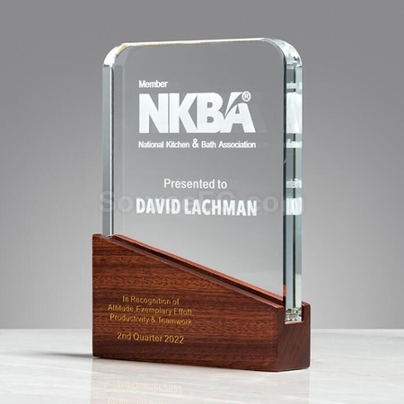Customization Solid Wood Cube Crystal Trophy Promotional Products