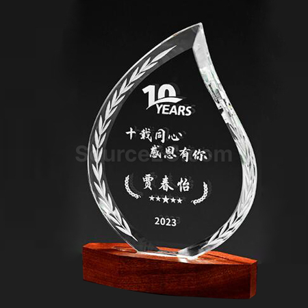 Customization Luminous Solid Wood Base Crystal Promotional Products
