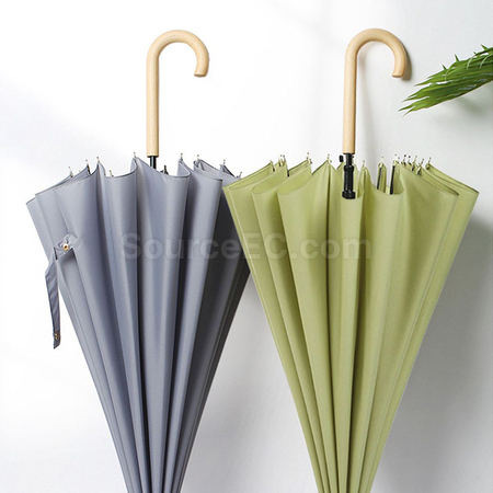 Customization 16Bone Wooden Handle Straight Umbrella Promotional Products