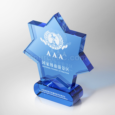Customization Creative Seven-pointed Star Blue Crystal Trophy Promotional Products