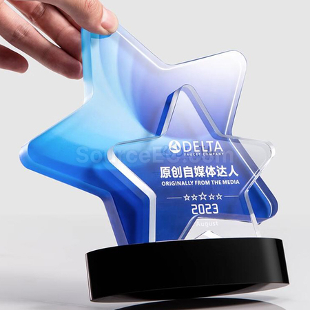 Customization Color Printed Star Crystal Trophy Promotional Products