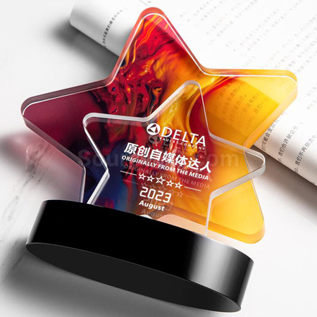 Customization Color Printed Star Crystal Trophy Promotional Products