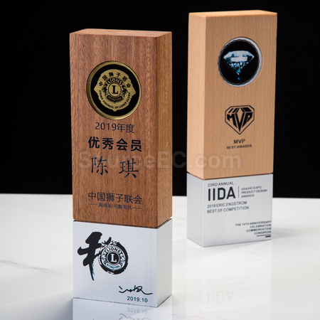 Customization Glass Crystal Solid Wood Trophy Promotional Products