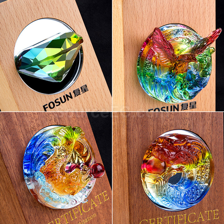 Customization Glass Crystal Solid Wood Trophy Promotional Products