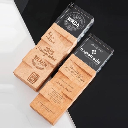 Customization Glory Born Solid Wood Crystal Commemorative Trophy Promotional Products