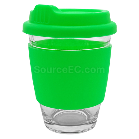 Customization Carlo Glass Coffee Cup - Silicone Band Promotional Products