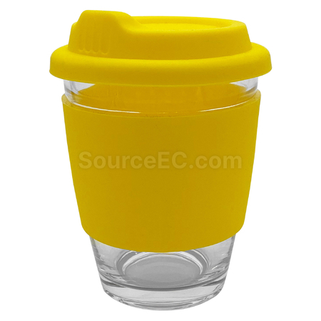 Customization Carlo Glass Coffee Cup - Silicone Band Promotional Products